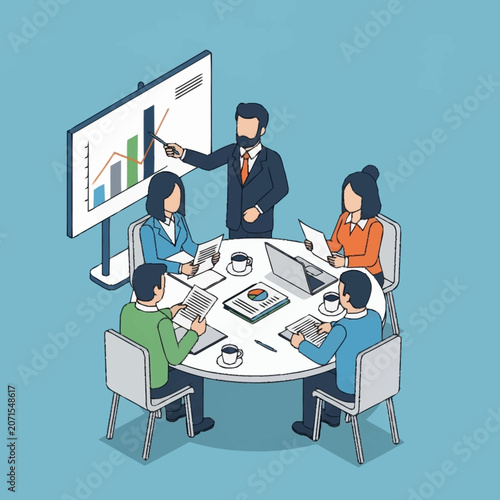 Business team attending a presentation in a modern office.