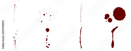 Cuadro en lienzo Realistic Blood Splatter Burst and Drops Set, Transparent Background PNG