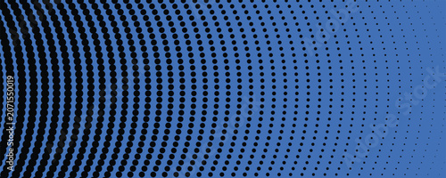 Принти на полотні Abstract blue radial halftone background with expanding gradient dot pattern