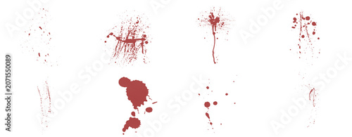 Tableau sur toile Horror Blood Spray and Dripping Stains Collection, Isolated Transparent PNG Elem