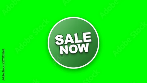 Sale Now Badge on Green Background Promotional Discount Campaign Concept
