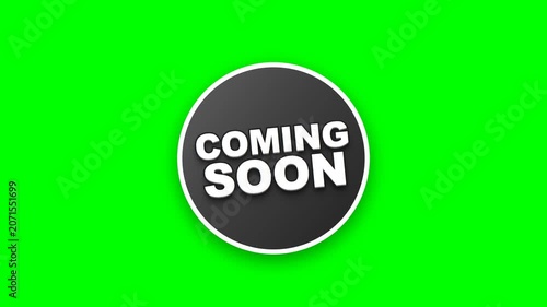 Coming Soon Badge on Green Background Promotional Announcement Concept