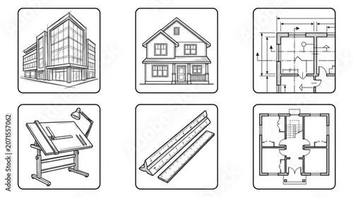 Blueprints of a modern house plan.