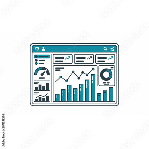 Business growth analytics on tablet PC with 3D financial charts, graphs and diagrams showing profit, market success, technology and digital marketing concept on modern laptop interface