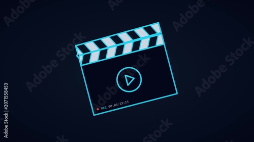 Cinematic clapperboard video production movie studio icon