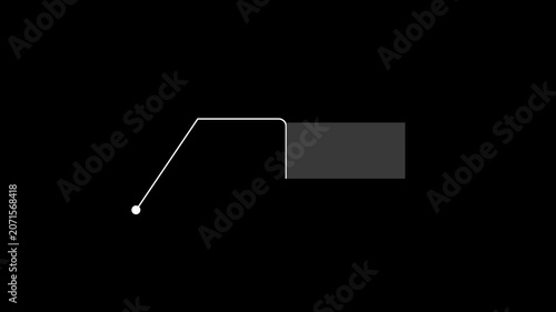 Animated callout elements and HUD graphics, Modern Callout Title Animation with White Pointer Line and Plain Text Box Holder on Isolated Black Background for Video Editing Infographics Element Loop.
