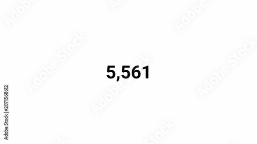 number counter animation zero to ten thousand numbers on transparent background, counting Numbers 0 to 1000 animation with alpha channel for views, likes and share counts