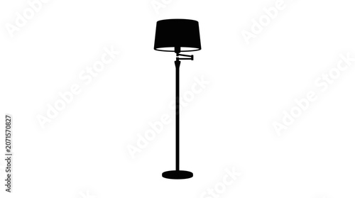 Fotografía Floor lamp silhouette against a white background simple black design