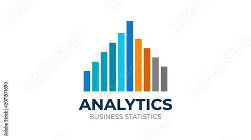 Business statistics and analytics graph logo.