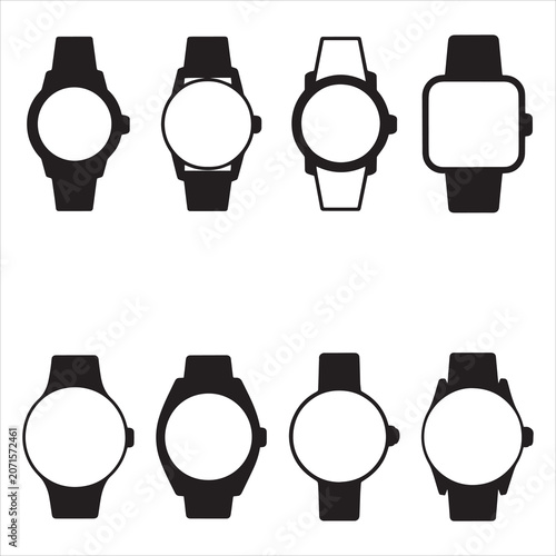 Classic Analog Watch Silhouette Concept Icon and Sign Isolated on