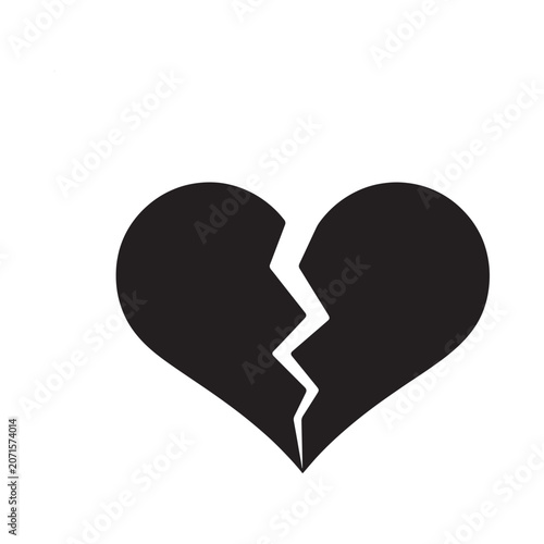 Cuadro en lienzo Broken heart silhouette against a white background simple graphic design