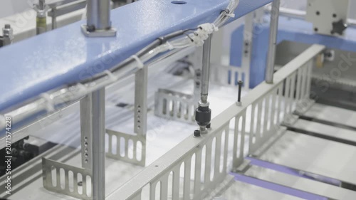 Industry machine working, Plastic bag shopping bag production machine, Factory machine working. Manufacturing system, Industrial automation, Production line.