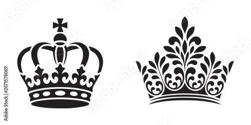 Obraz na płótnie Set of regal crowns and tiaras representing royalty nobility and luxury for design elements