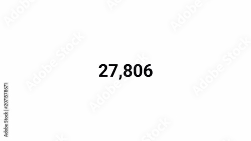 number counter animation zero to fifty thousand numbers on transparent background, counting Numbers 0 to 50000 animation with alpha channel for views, likes and share counts