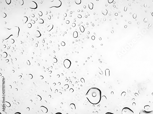 Close Up View Of Transparent Rain Water Droplets Scattered On A Clear Glass Surface Background