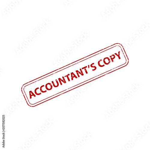 Red accountant’s copy vector illustration with distressed diagonal stamp on white background