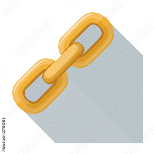 Golden chain link icon on transparent background