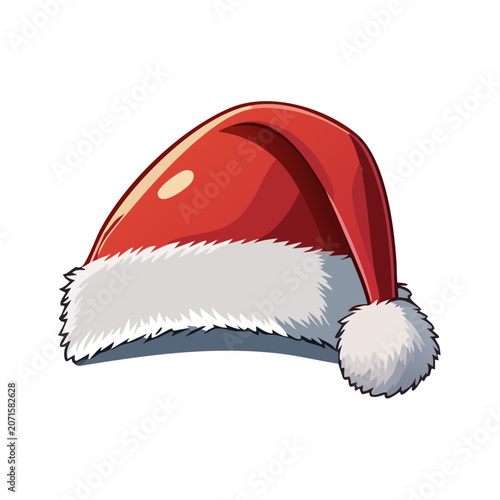 Red Santa hat with white trim vector illustration