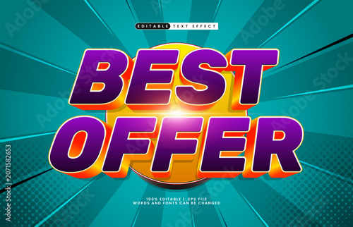 Best Offer Editable Text Effect - Bold Promotional Typography for Discount and Marketing Design
