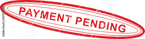 Foto Red distressed rubber stamp featuring the important message PAYMENT PENDING, signaling an unconfirmed or incomplete financial transaction status