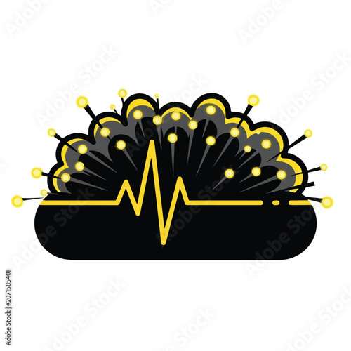 A heart rate line with a burst of energy