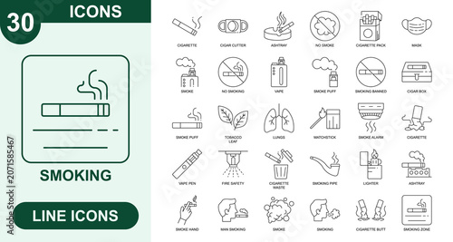 Foto Smoking, Outline Vector Icons