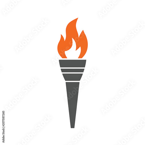 A minimalist icon design of a torch with flames on top