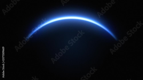 Blue Glowing Neon Arc Light on Dark Futuristic Cinematic Background. 4K