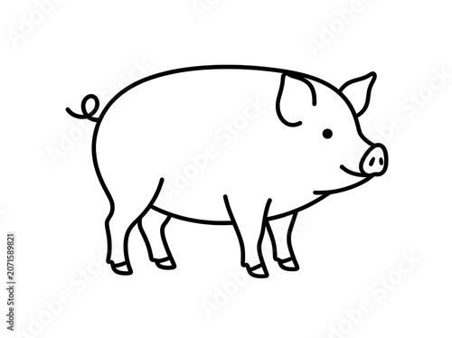 Pig Outline Vector Design Element Transparent Background
