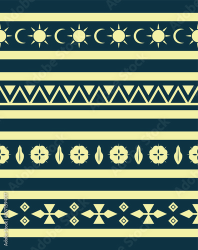 ethnic pattern folk art ethnic textile digital print cream and blue background illustration design