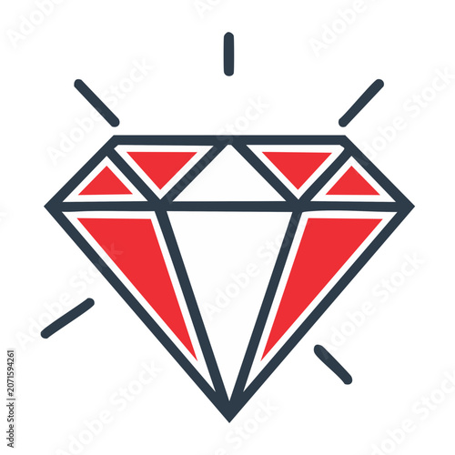 Red diamond icon with sparkles on transparent background