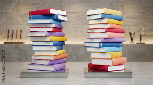 stack of colorful books