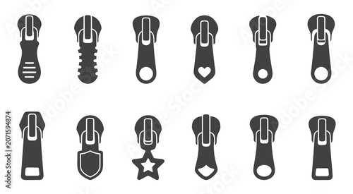 Canvastavla Zipper slider and pull tab vector icons.