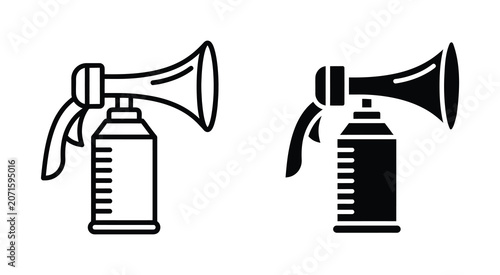 Air horn signal device vector icon set in outline and solid black design style