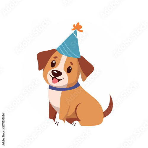 Cute Puppy Wearing Blue Party Hat