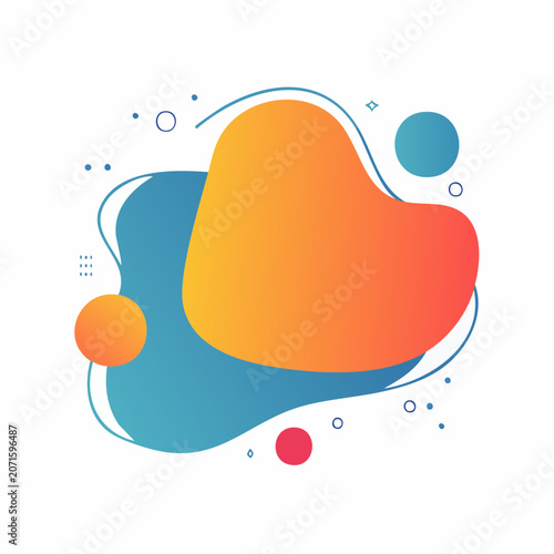 Abstract fluid shape with gradient colors and geometric elements