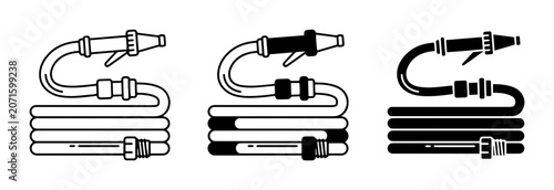 Tablou pe pânză Garden Hose Icons, Watering Equipment Set, Irrigation Tools, Outdoor Cleaning Su