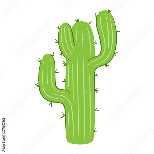 Принти на полотні Green saguaro cactus with sharp spikes