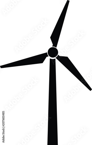 Silhouette vector wind turbine for renewable energy power plant design