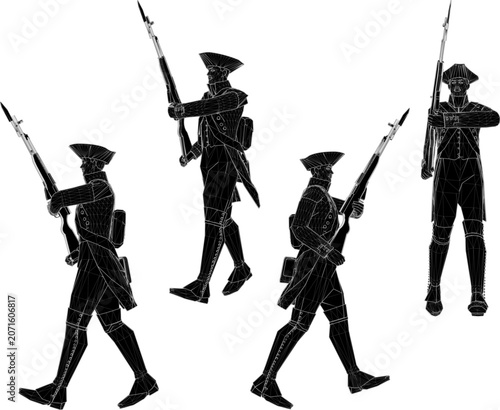 Fotografie Polygon art style of a vintage commander soldier holding an elegant classic swor