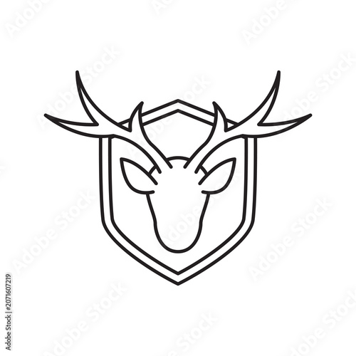 Fotografía Deer head trophy mounted on shield line icon