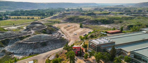 Aerial view of Midland Provincial Park from Royal Tyrrell Museum parking, Alberta