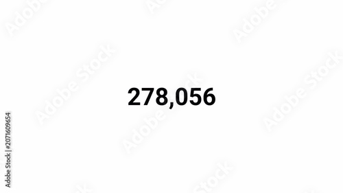 number counter animation zero to five lac numbers on transparent background, counting Numbers 0 to 500000 animation with alpha channel for views, likes and share counts