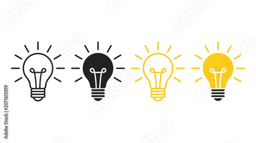 Light bulb ideas concept with four color variations