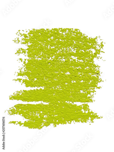 Lime green chalk pastel texture stroke on transparent background, abstract artistic brush smudge smear rectangle element, vibrant olive crayon charcoal backdrop banner for text copy space