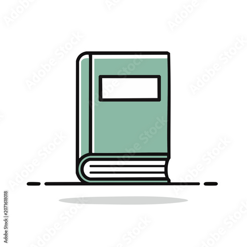 Flat icon of a closed book with teal cover