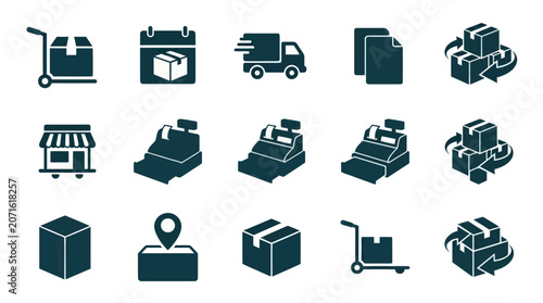 Photography Logistics and E-Commerce Icon Set