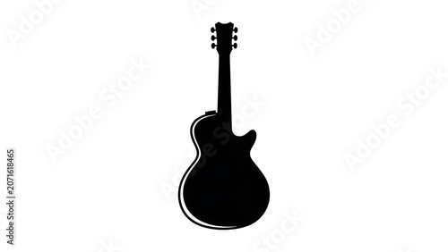 Black electric guitar with white pickguard isolated.