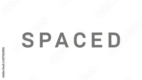 Minimalist typography graphic of the word spaced in grey capital letters with wide tracking