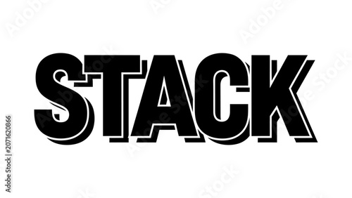 Bold black typographic word stack with 3D shadow effect vector graphic design element